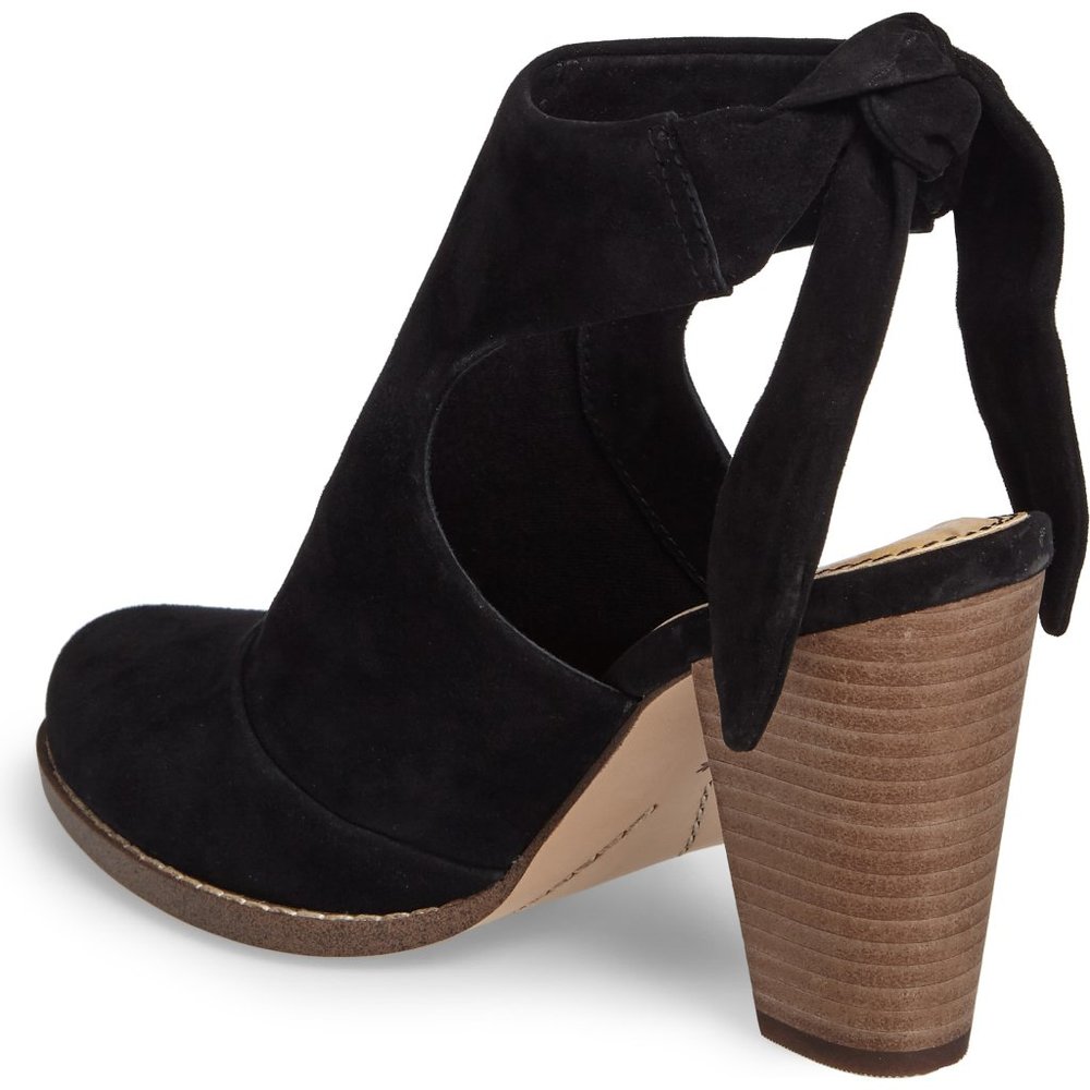 Splendid New Clog Ankle Tie Bootie Mule  Suede Leather BLACK Women's 10 HP! - Picture 5 of 8